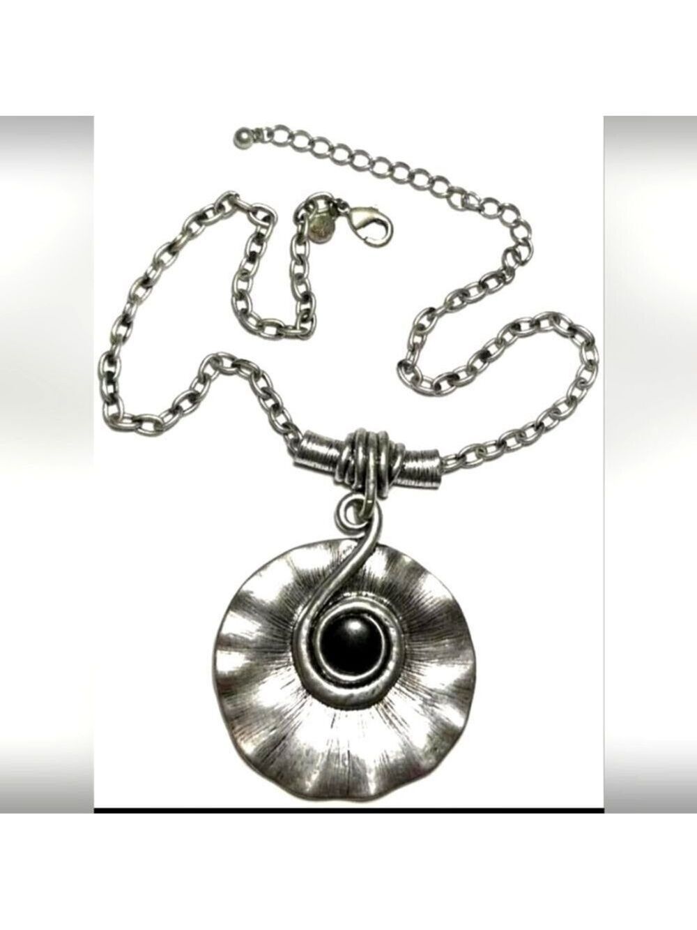 Vtg Jewelry Necklace SIGNED JUST JEWELRY Silver Tn Chain Large  14"-17.5